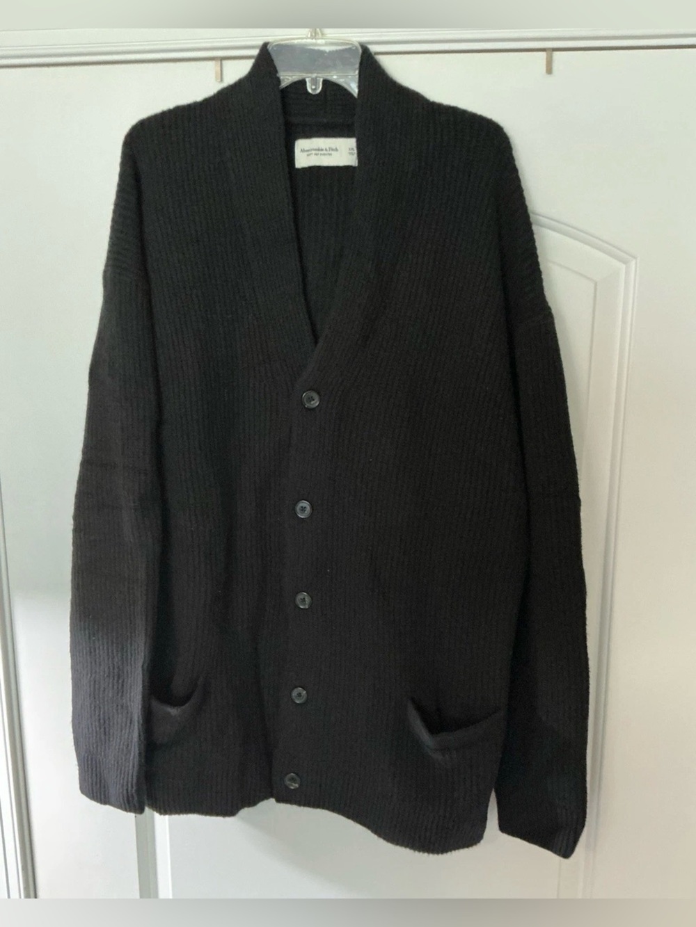 Size XXL - Abercrombie & Fitch Soft Cotton Blend Black Ribbed Cardigan Sweater